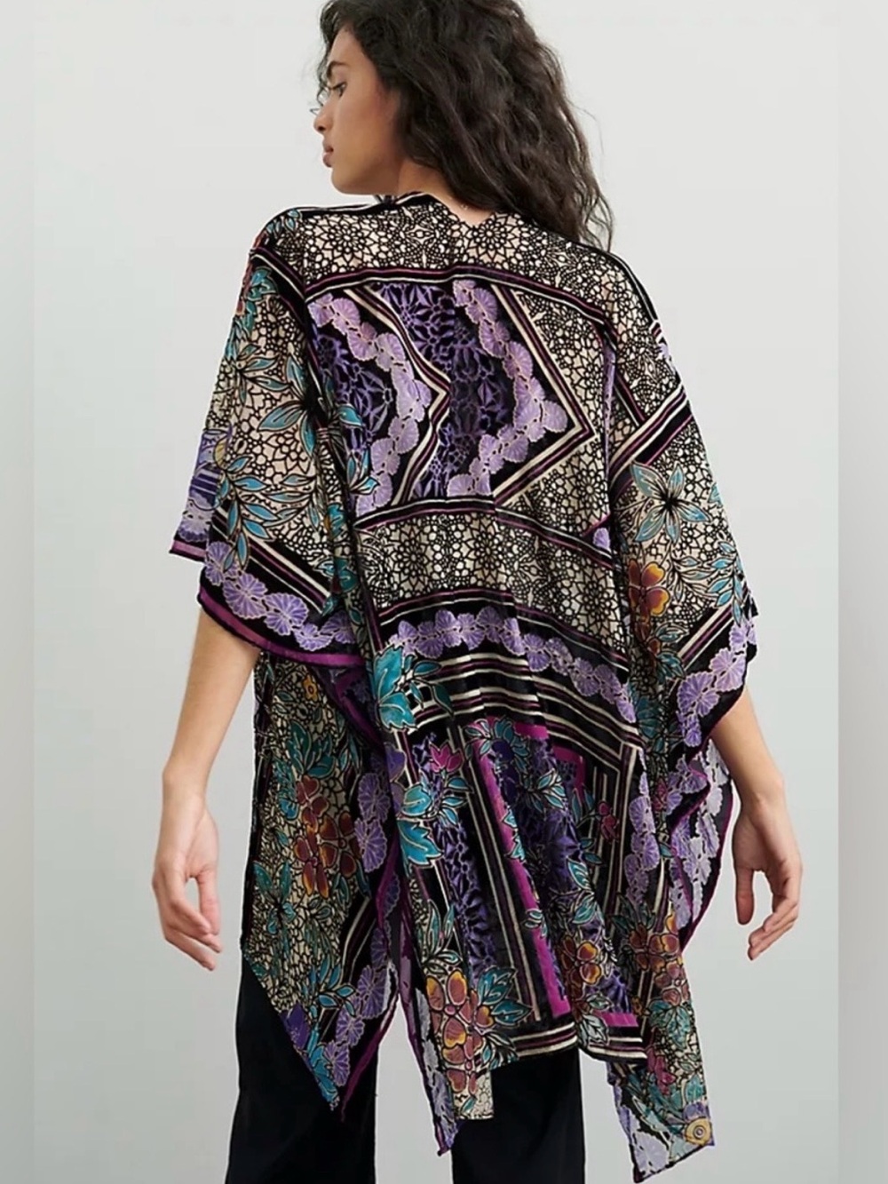 Anthropologie Shira Burnout Velvet Kimono - Picture 3 of 10